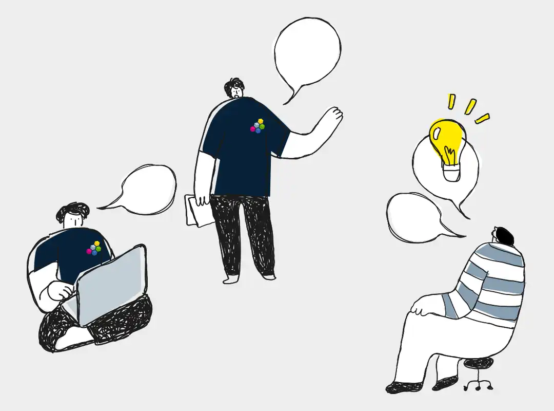 Reunión creativa para entender la visión del cliente en LingMarco